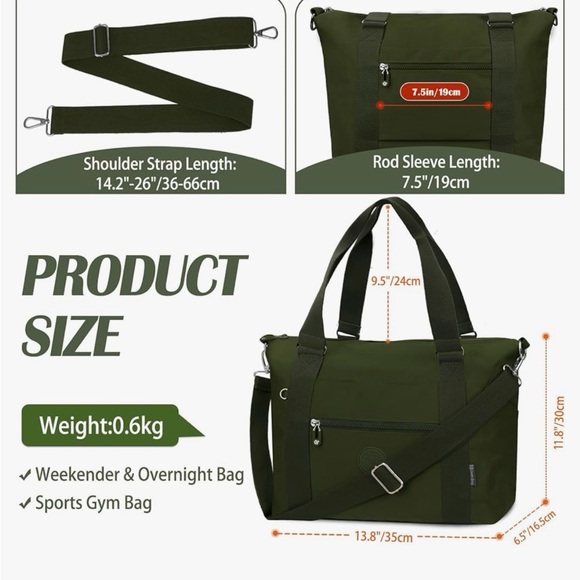 NEW Military Green Tote Bag | Carry-On | Waterproof Travel Gym - Picture 6 of 6